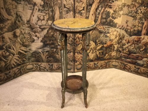 A French Gilded and Painted Marble Topped Jardiniere Stand