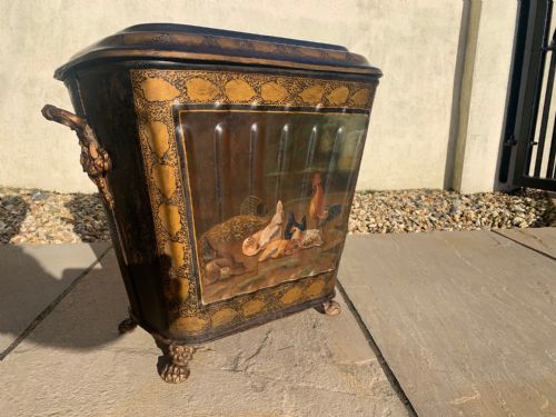 A Charming Victorian Period Toleware Coal Box