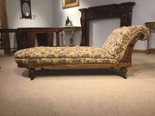 An Exhibition Quality Victorian Aesthetic Period Walnut & Ebony Day Bed