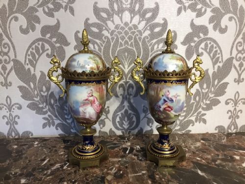 A Fine Quality Pair of French Sevres Porcelain Vases with Covers