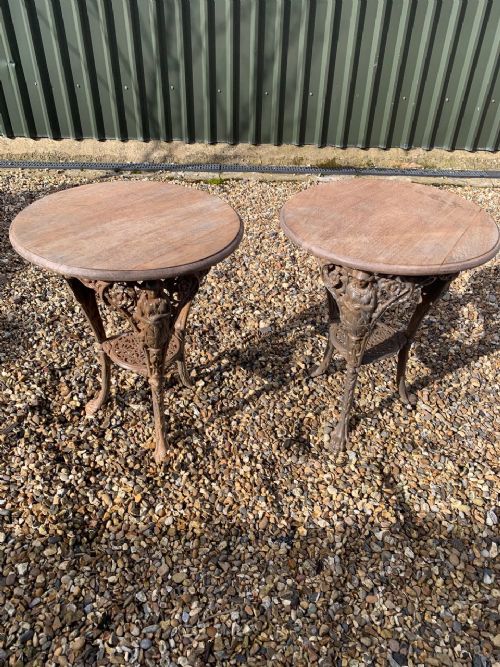 A Pair of Victorian Period "Britannia" Cast Iron Pub Tables