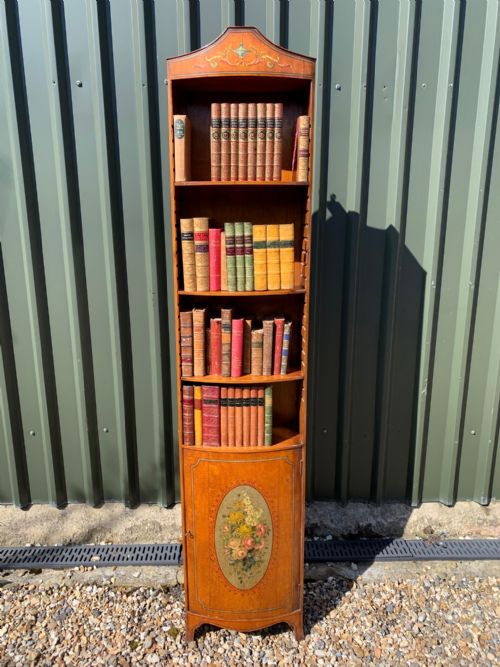 A Sheraton Revival Satinwood Painted Bookcase.
