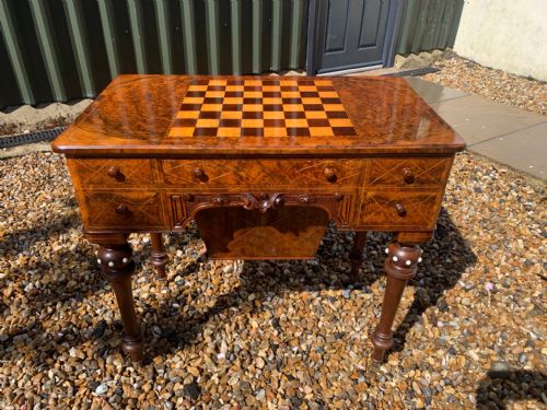 A Beautiful Victorian Period Burr Walnut Games Table