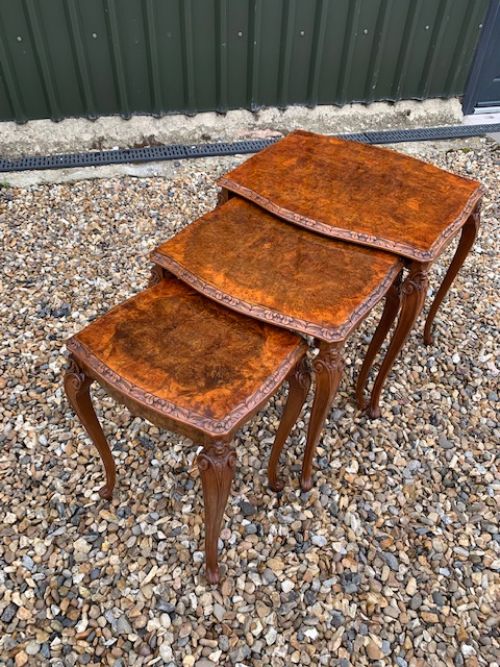 A Quality Burr Walnut and Walnut Antique Nest of Three Tables.
