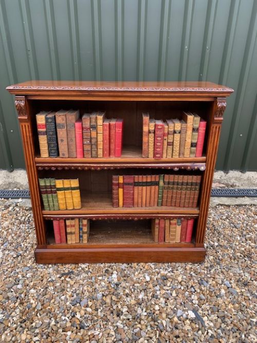 A Victorian Period Walnut Antique Open Bookcase by Shoolbred & Sons, London