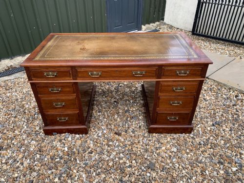 A Late 19th Century Maple & Co, London Mahogany Antique Pedestal Desk