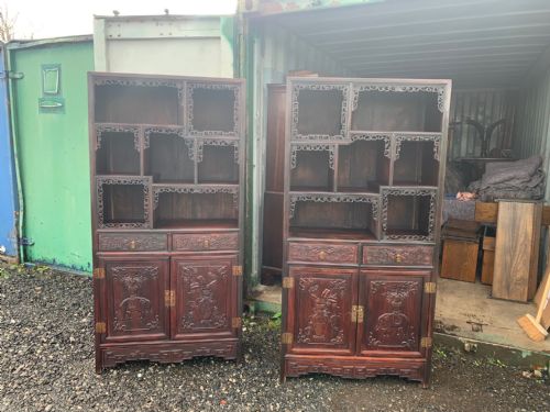 A Pair of Late 19th Century Chinese Huali Cabinets
