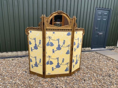 A Beautiful French Carved Gilt Wood Three Fold Screen