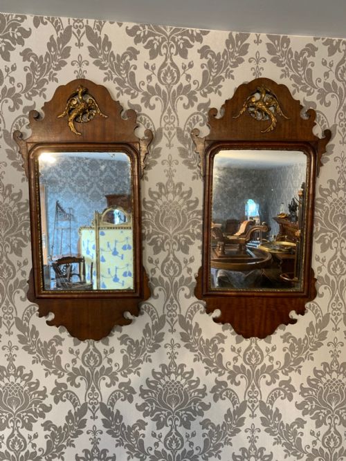 A Fine Pair of Chippendale Style Mahogany Fretwork Mirrors