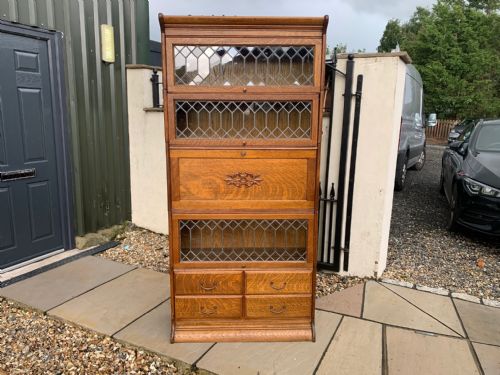 A Solid Oak Barristers Stacking Bookcase with Secretaire