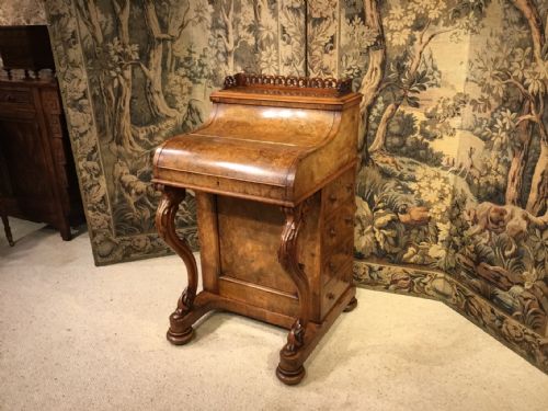 A Victorian Period Burr Walnut Antique “Pop Up” Davenport
