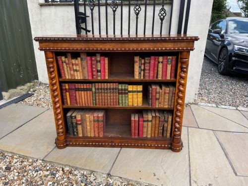 A Fine Quality Victorian Period Burr Walnut & Walnut Antique Open Bookcase