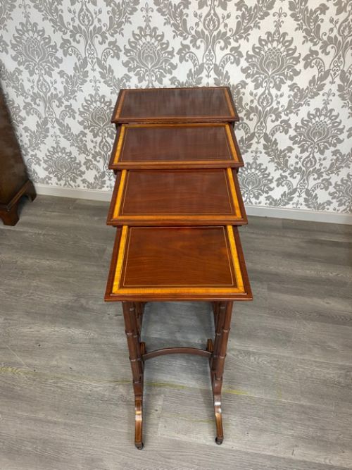 A Fine Quality Edwardian Period Mahogany and Satinwood Quartetto of Tables