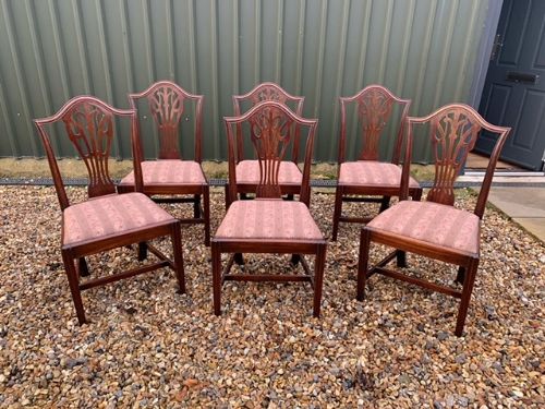 A Set of Six George III Period Hepplewhite Design Mahogany Dining Chairs