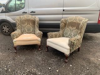 A Pair of Large Scale Georgian Style Wing Armchairs