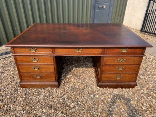 A Substantial '6ft X 4ft' 19th Century Country House Oak Antique Partners Desk