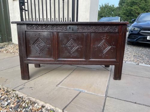 A Late 17th Century Antique Oak Three Panel Coffer