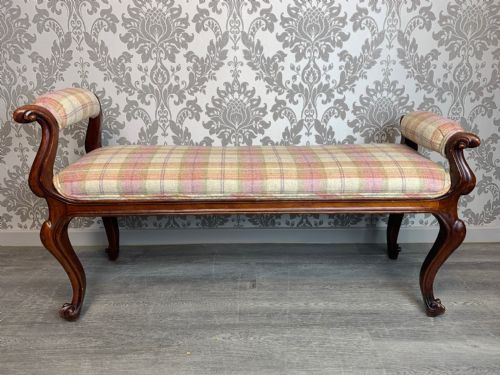 A Victorian Period Mahogany Cabriole Legged Stool/window Seat