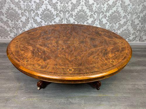 A Fine Quality Victorian Period Burr Walnut Antique Coffee Table