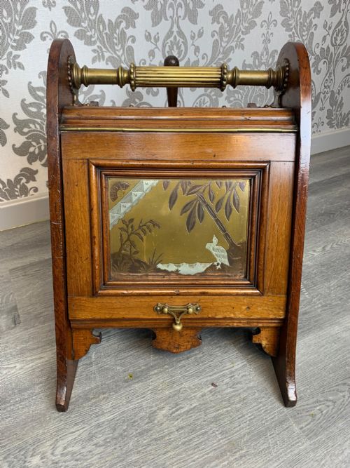 A Rare Christopher Dresser Design Victorian Period Walnut Coal Box.