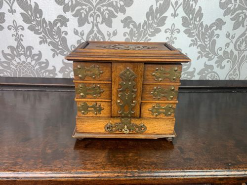 A Fine Quality Walnut and Brass Banded Jewellery Casket