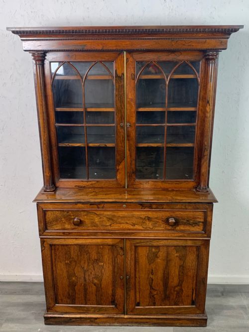 An Early Victorian Period Rosewood Secretaire Bookcase