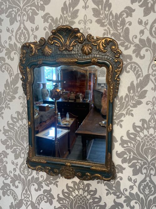 A 1920s Period Georgian Style Carved Gilt Wood and Painted Mirror