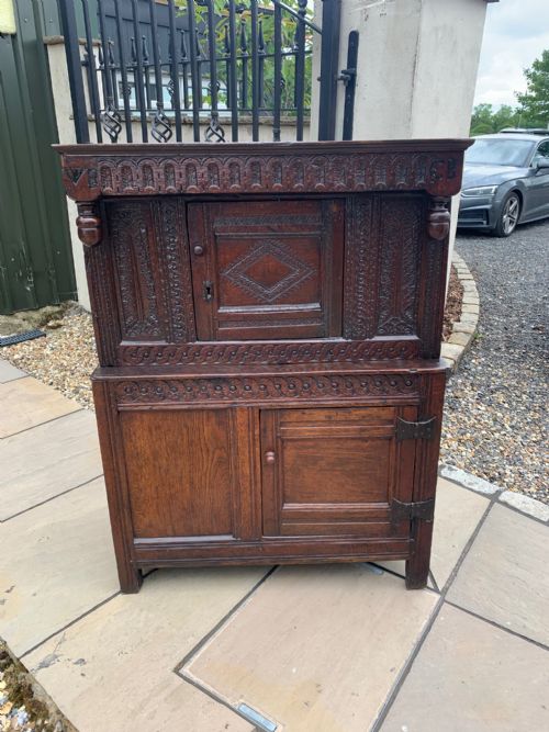 A Small 17th Century Antique Oak Court Cupboard
