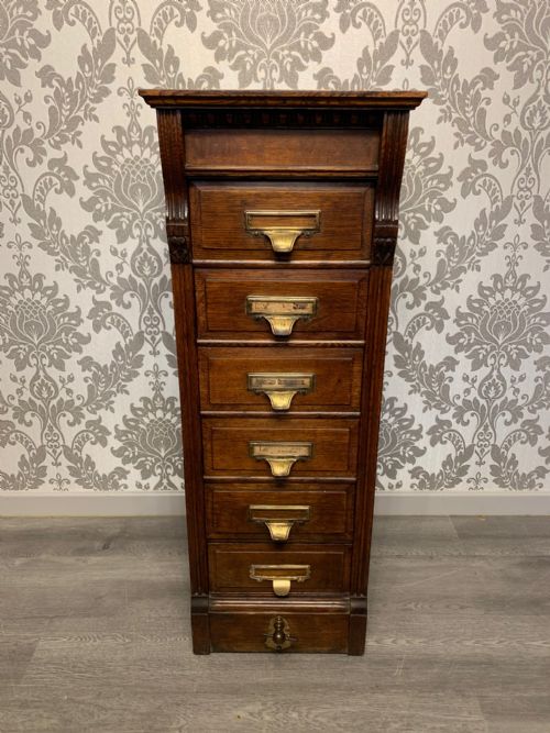 An Edwardian Period Oak "Shannon" Six Drawer Antique Filing Cabinet