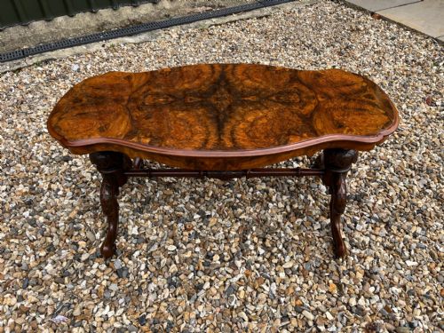 A Victorian Period Burr Walnut Antique Coffee Table