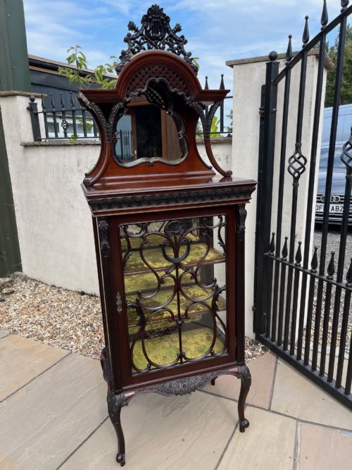 A Fine Quality Chippendale Revival Rococo Style Mahogany Display Cabinet.