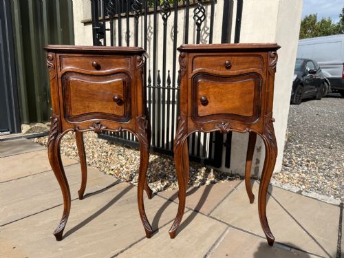 A Pair of French Late 19th Century Walnut Bedside Cabinets