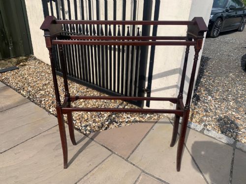 A Fine Quality Edwardian Period Architectural Mahogany Inlaid Towel Rail