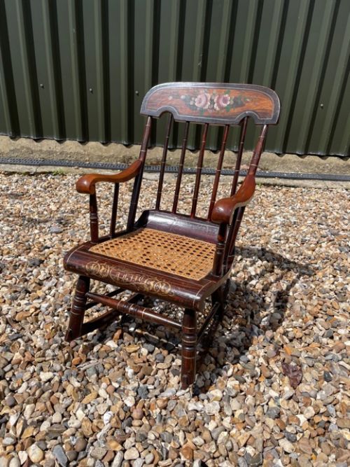 A Rare 19th Century American Boston Childs Rocking Chair