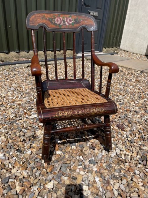 fig 1. A rare 19th Century American Boston Childs rocking chair