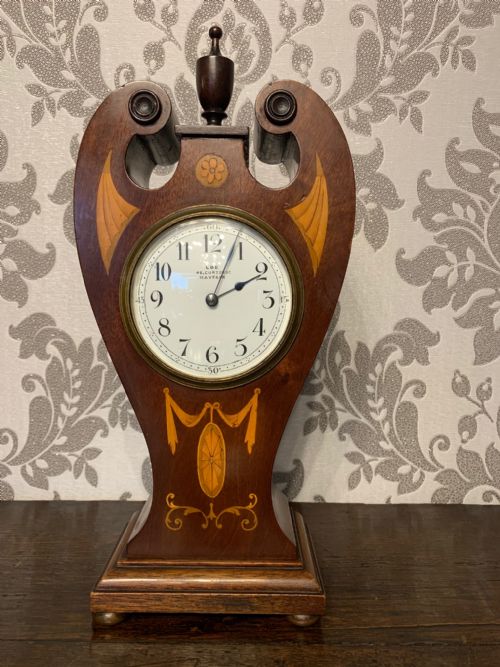 A Fine Quality Edwardian Period Mahogany Inlaid Balloon Mantle Clock