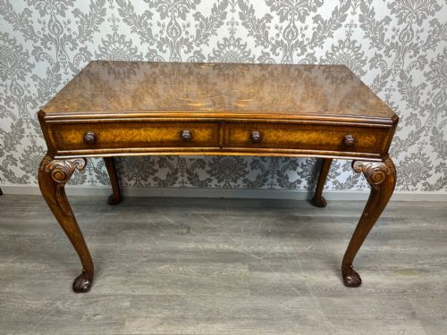 A 1920s Period Burr Walnut and Walnut Concave Shaped Antique Serving Table