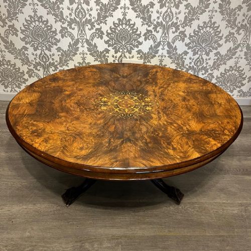 A Victorian Period Burr Walnut Antique Coffee Table