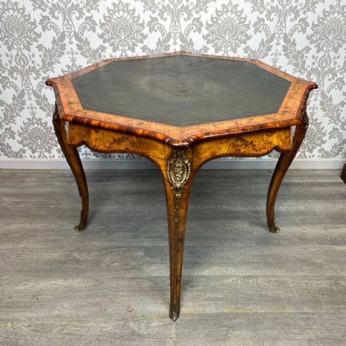 A Superb Quality Victorian Period Octagonal Antique Library Table.