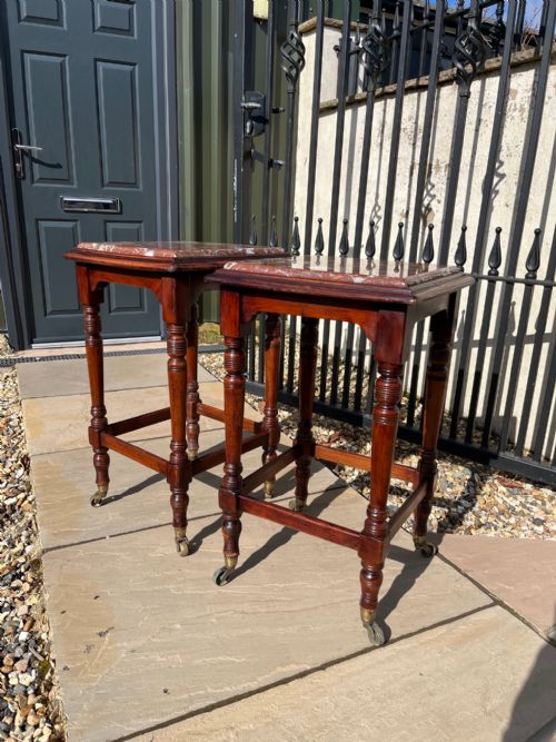 A Pair of Victorian Period Marble Top Stands