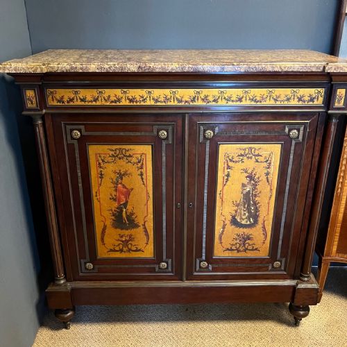 A Fine Quality French Mahogany Brass Inlaid Side Cabinet.