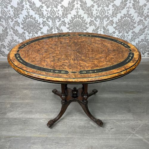 A Stunning Quality Victorian Period Burr Walnut Antique Occasional Table