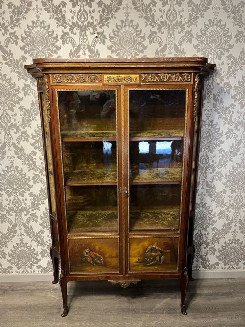 A French Louis Xvi Style Mahogany Vernis Martin Cabinet