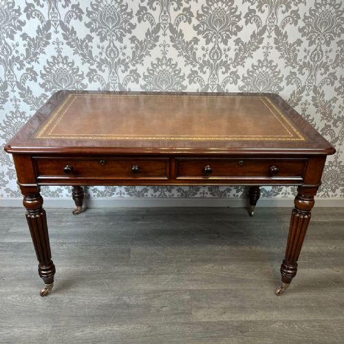 A Fine Quality Early Victorian Period Mahogany Writing Table by T. Wilson, Gt. Queens Street, London.