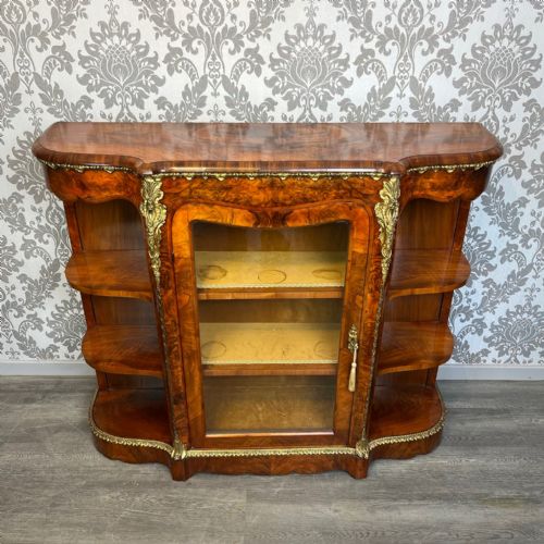 A Superb Quality Victorian Period Burr Walnut and Ormolu Mounted Antique Side Cabinet