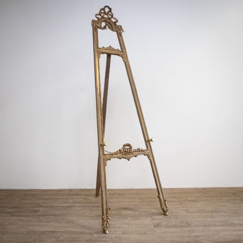 An Antique French Carved Gilt Wood and Gesso Easel.