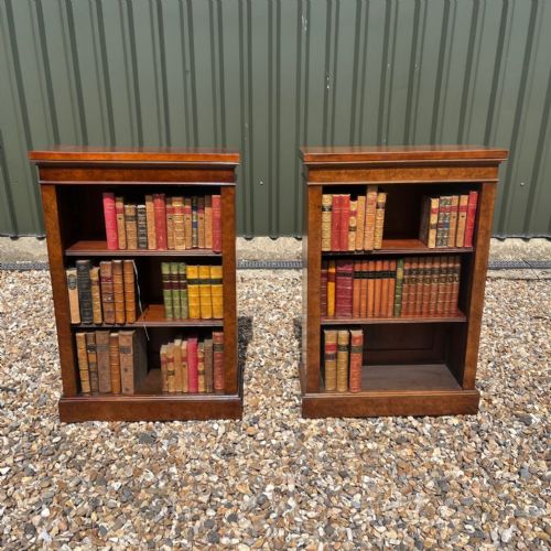 A Pair of High Quality Burr Walnut Open Bookcases