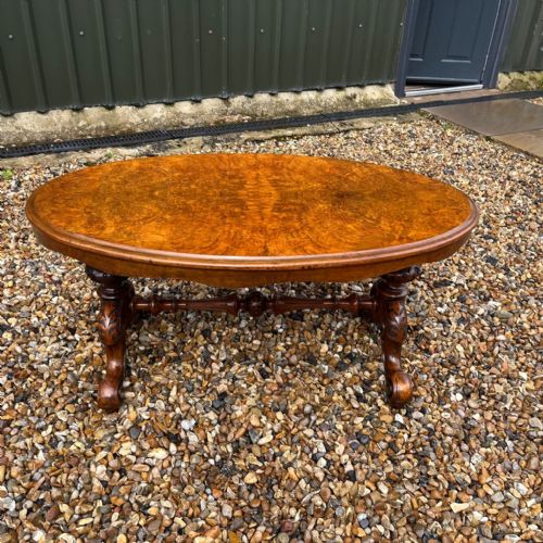 A Lovely Victorian Period Burr Walnut Oval Coffee Table