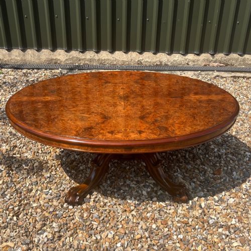 A Beautiful Large Scale Victorian Period Burr Walnut Oval Coffee Table