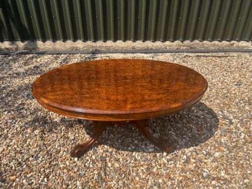 A Beautiful Victorian Period Burr Walnut Oval Coffee Table